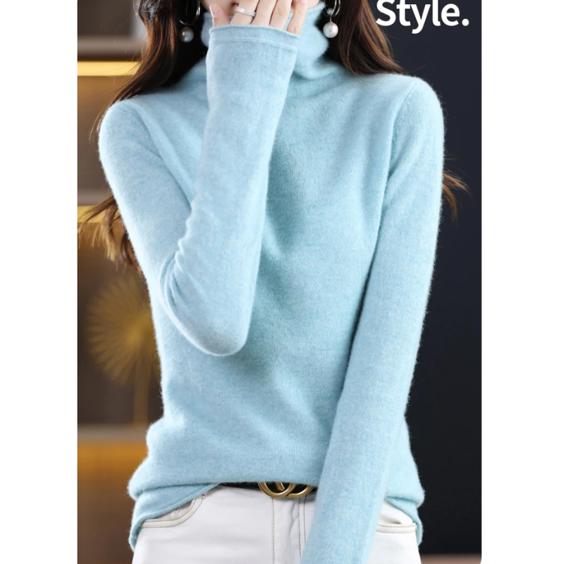 Effortlessly chic women's roll neck sweater, a cozy autumn/winter essential.
