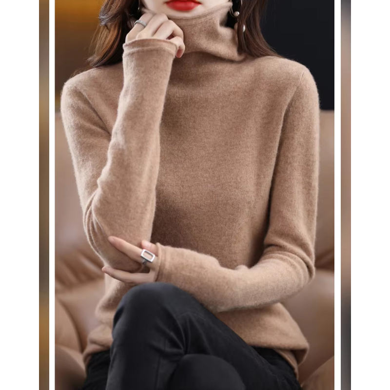 Soft feel women's turtleneck jumper, ideal for comfortable daily wear.