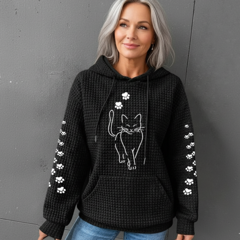 Women's soft warm comfort hoodie in a heather grey color, perfect for casual winter wear