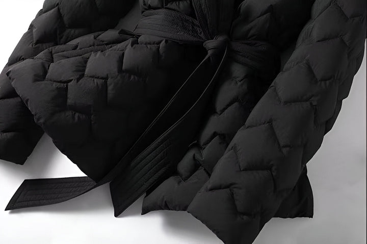 Elegant & warm women's Sophie padded winter jacket, chic cold weather outerwear.