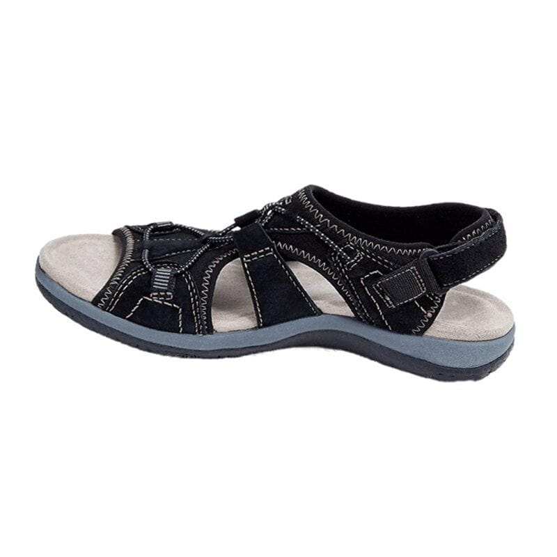 Women's black sporty walking sandals, lightweight and designed for comfort