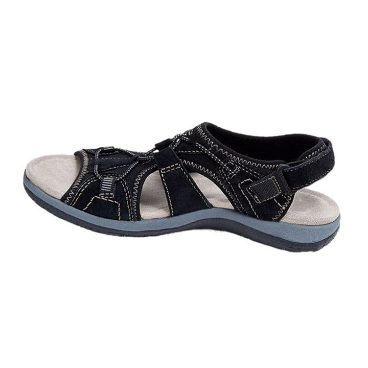 Women's black sporty walking sandals, lightweight and designed for comfort