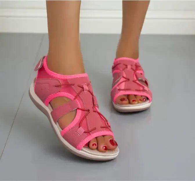 Front angle of women's athletic open-toe sandals, black for everyday wear