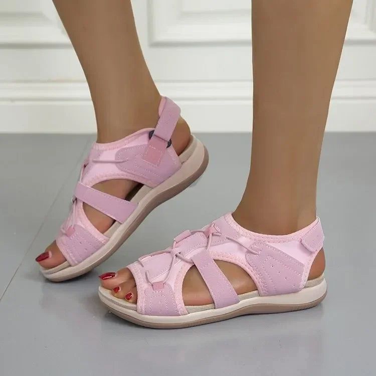 Women's black walking sandals, athletic style, offering support for active summers