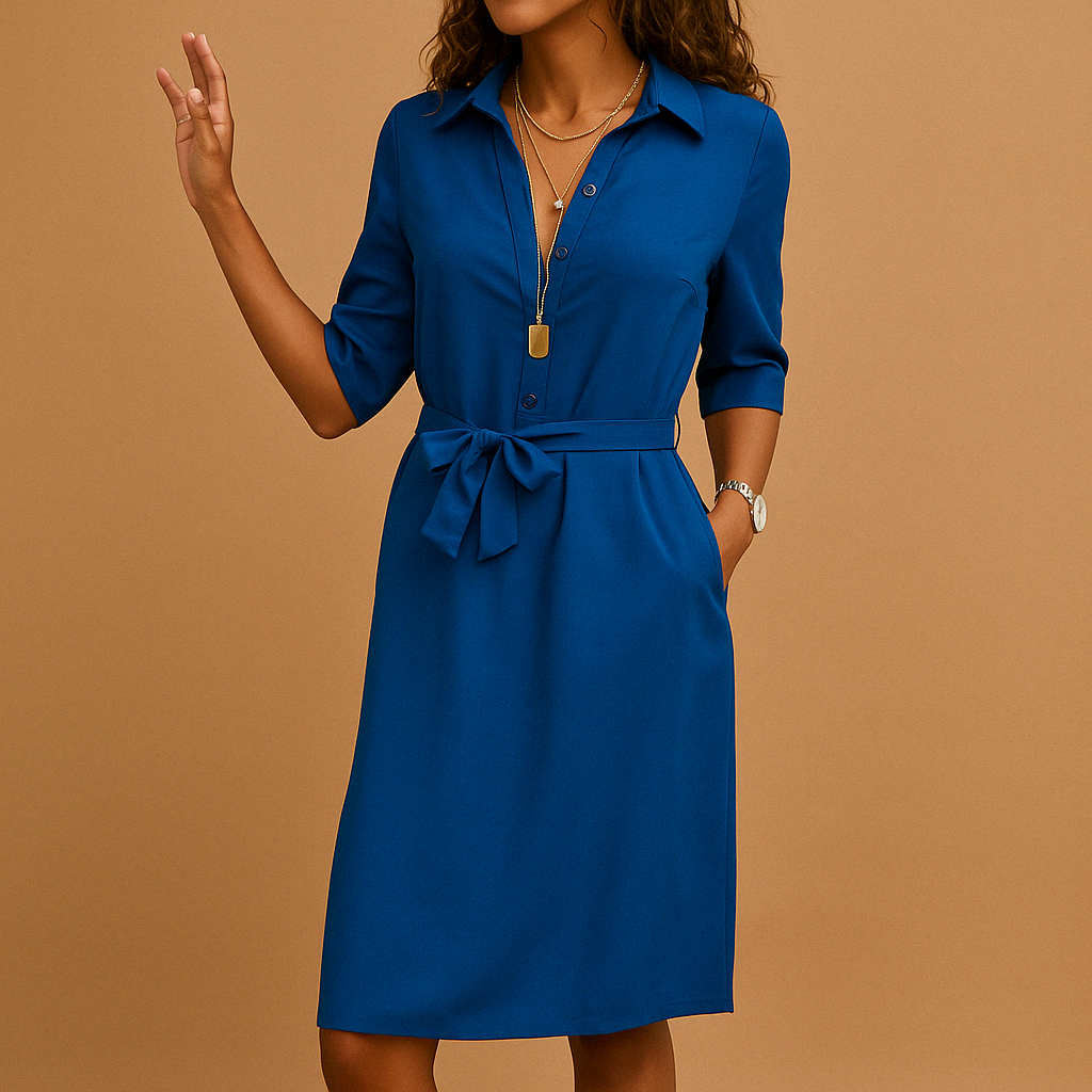 Breezy women's button-down shirtdress with a stylish belt, ideal for spring fashion.