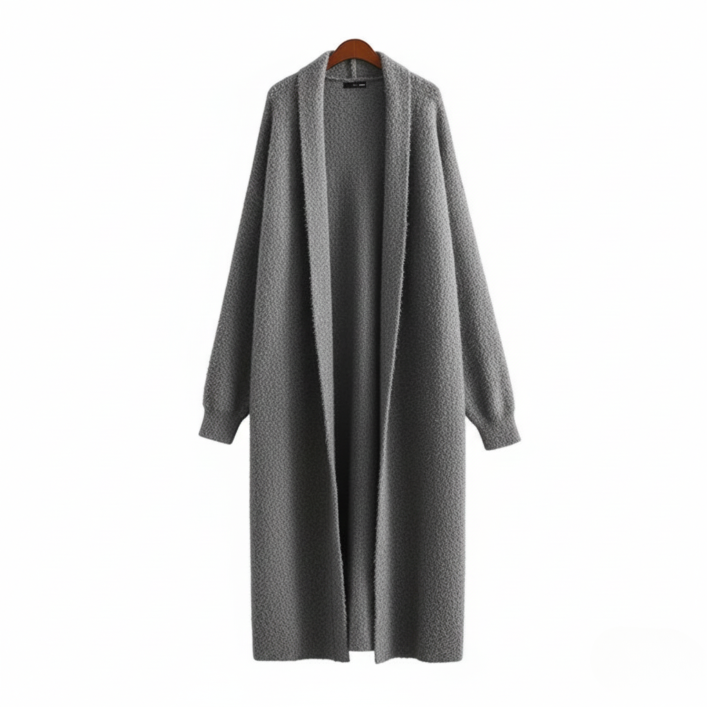Women's soft knit open front longline cardigan, perfect for spring casual elegance.