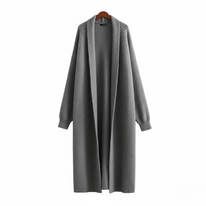 Women's soft knit open front longline cardigan, perfect for spring casual elegance.