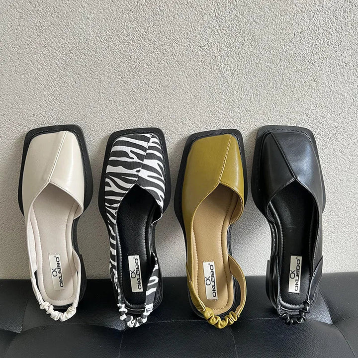 Comfortable women's square toe slingback sandals for versatile day-to-night looks. Perfect summer shoes.