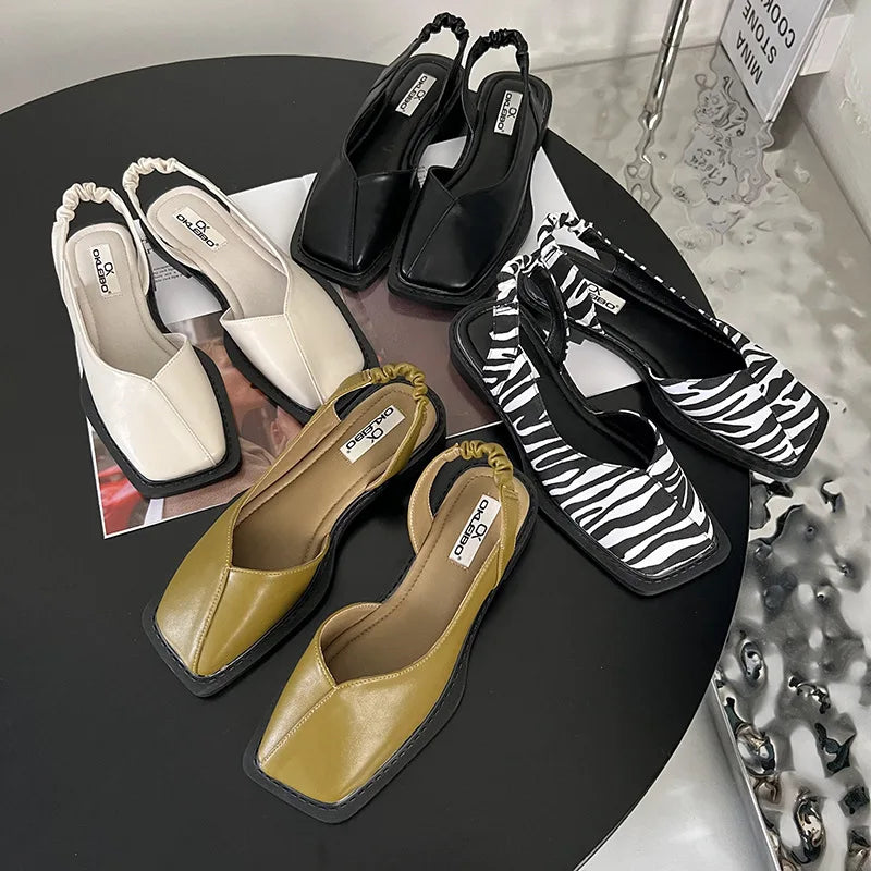 Elegant women's square toe slingback sandals, a chic choice for summer dress footwear and casual outings.
