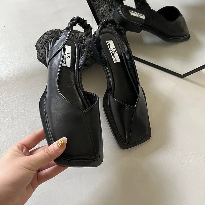 Modern women's square toe slingback sandals, combining comfort and elegance for essential summer footwear.
