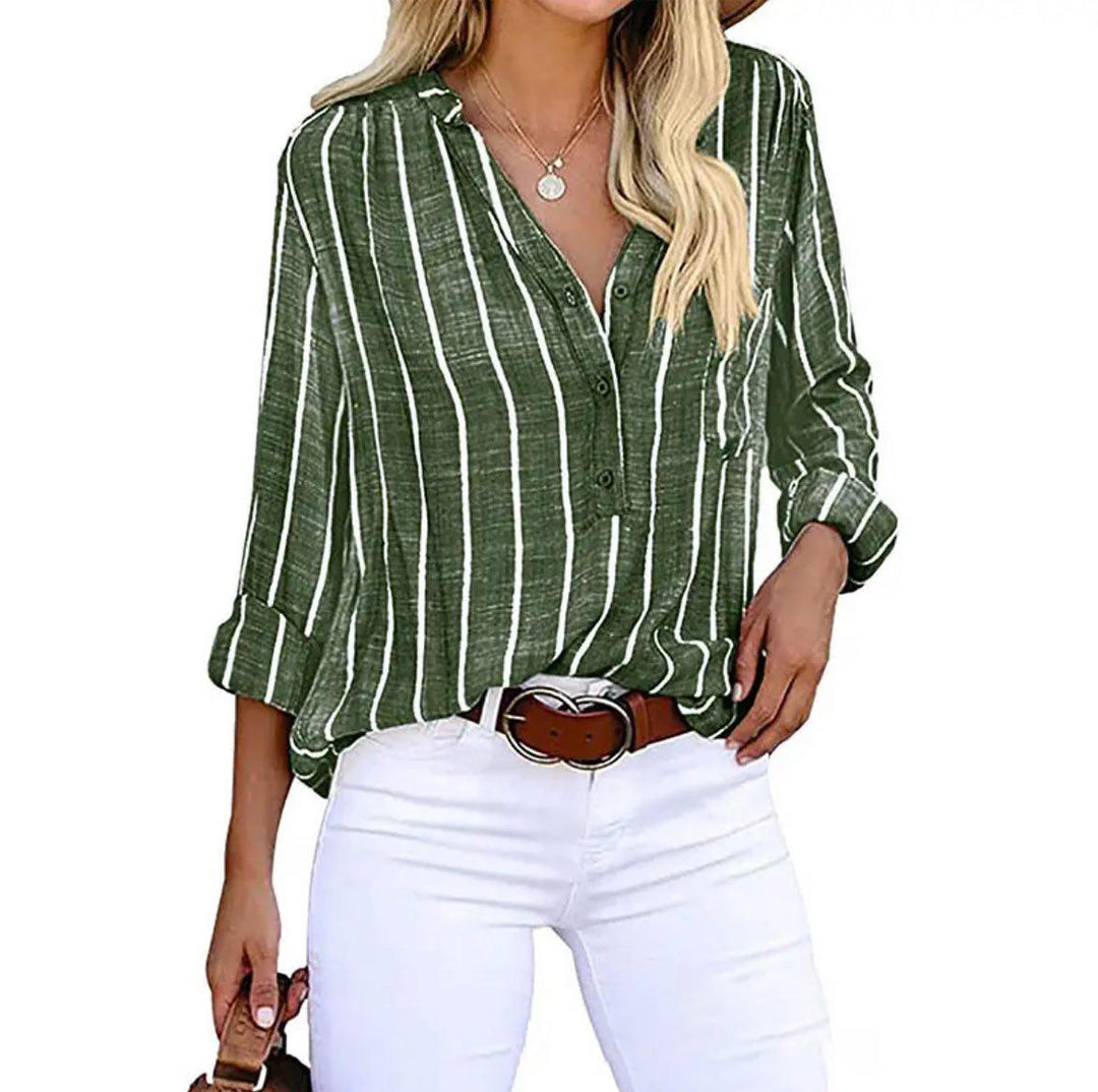 Casual striped women's top, perfect summer blouse with a relaxed fit for everyday comfort.