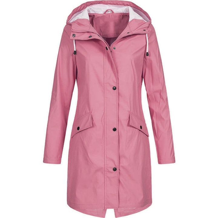 Women's versatile long rain coat, waterproof and lightweight, perfect for sophisticated style.