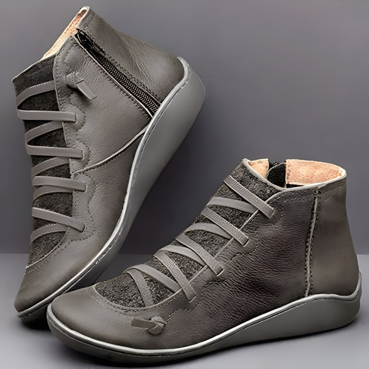 Supportive gray women's comfort shoes, perfect for everyday wear and all-day stylish comfort.