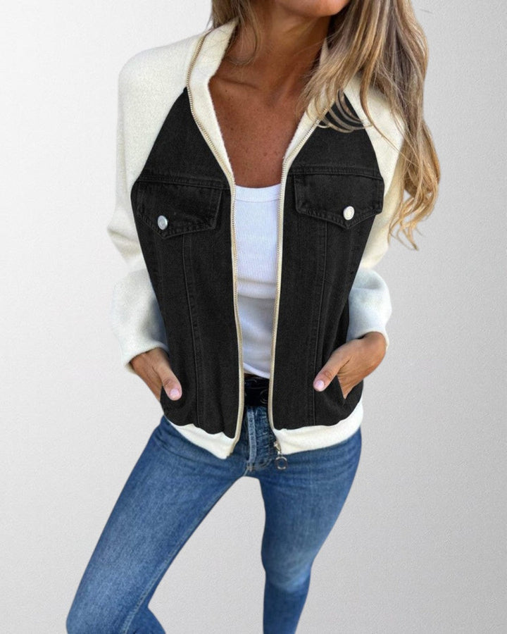 Casual women's denim jacket, all-year design, showcasing a modern twist and comfortable fit