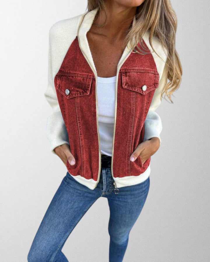 Fashionable women's denim jacket with a contemporary look, essential all-season outerwear