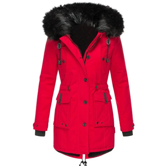 New women's warm hooded winter coat, a stylish outerwear piece for chilly days