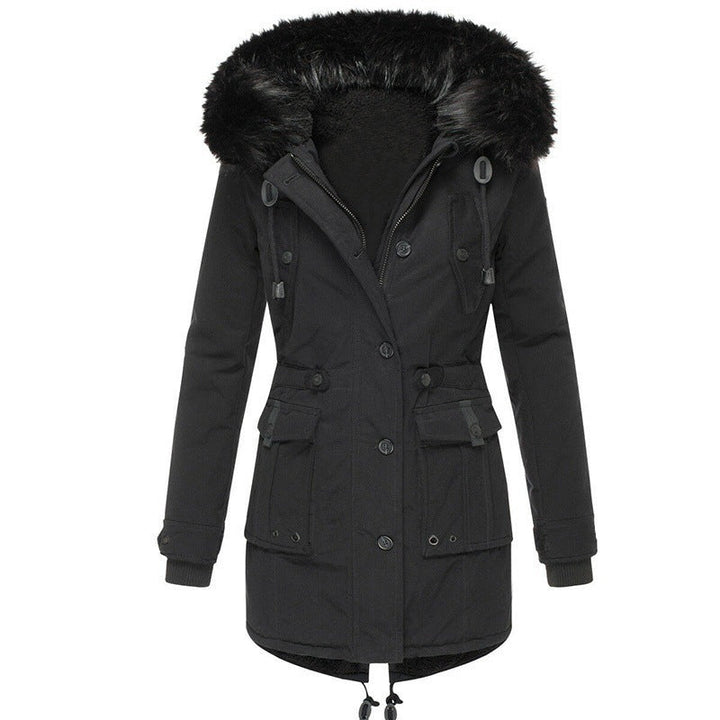 Blended fabric women's winter coat, featuring a hood and stylish design for everyday wear