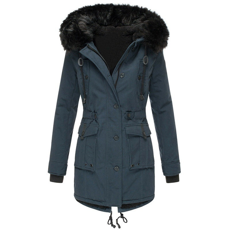 Stay warm in style with this new women's hooded winter coat, ideal for cold weather outfits