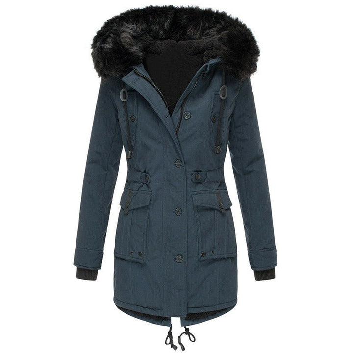Stay warm in style with this new women's hooded winter coat, ideal for cold weather outfits