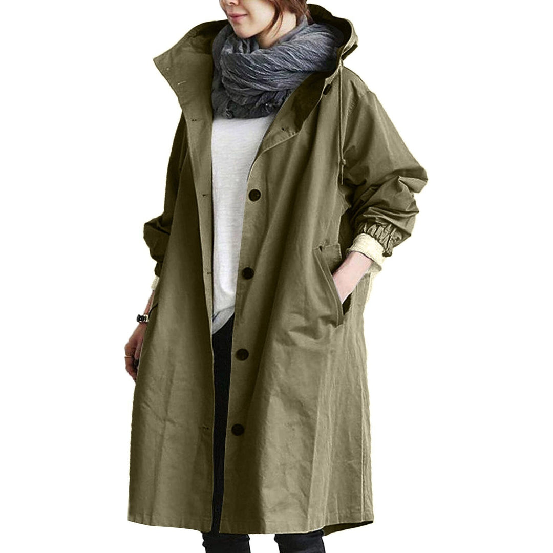 Casual women's long rain jacket, a stylish hooded waterproof coat perfect for spring and summer.
