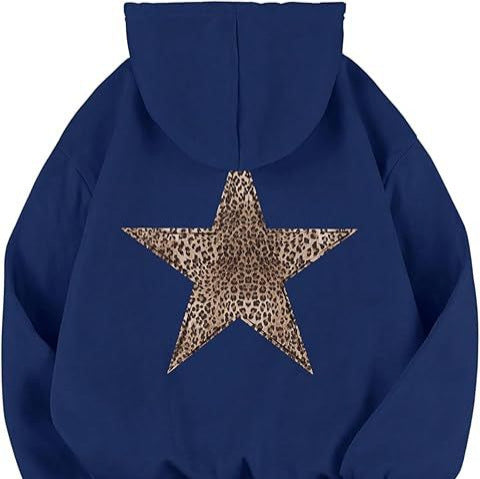 Cozy women's leopard star print long-sleeve hoodie, offering ultimate comfort for autumn and winter outfits.