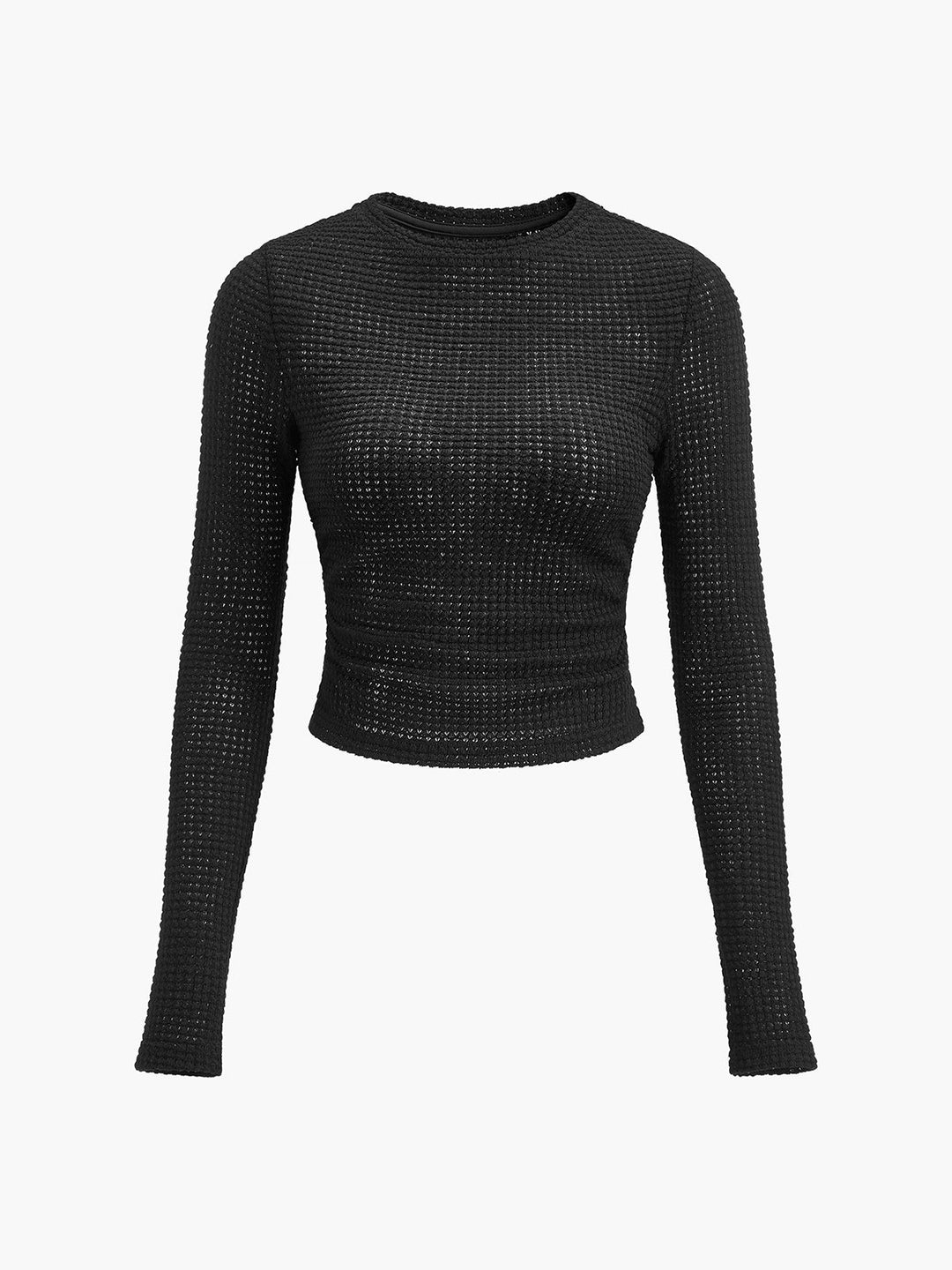 Fashionable long sleeve crop top, a must-have for women's spring and summer wardrobe.