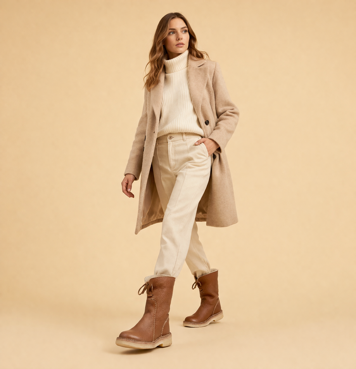 Fashionable women's winter boots, short snow style, warm, flat heel, round toe, outdoor comfort.