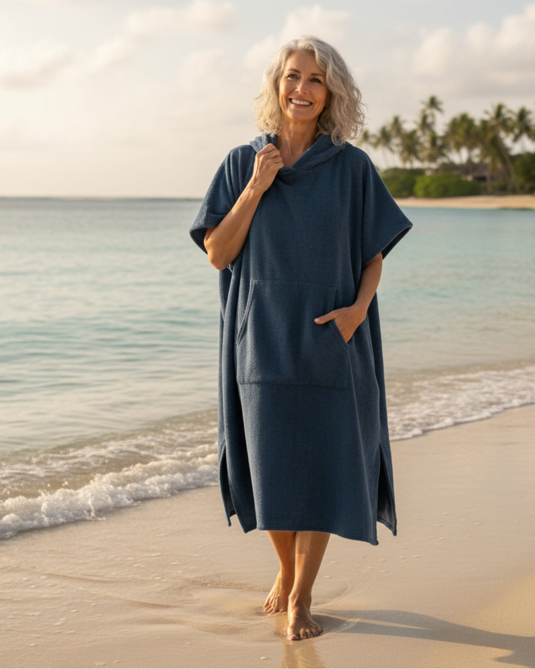 Women's summer beach poncho dress, flowy casual beachwear for vacation