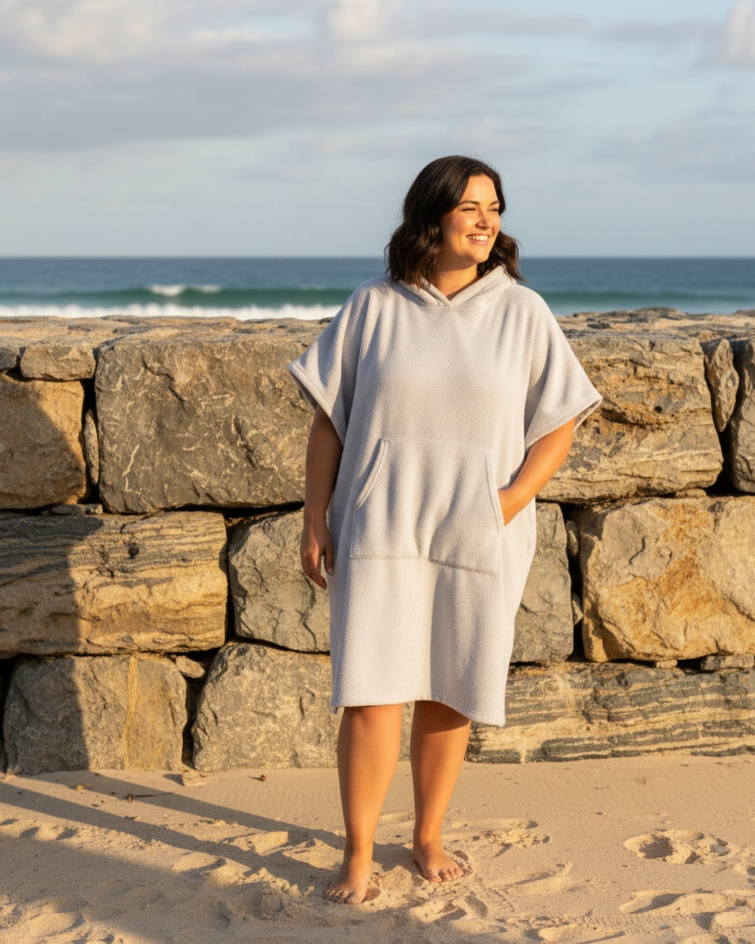 Flowy women's summer poncho dress, versatile casual beach cover-up