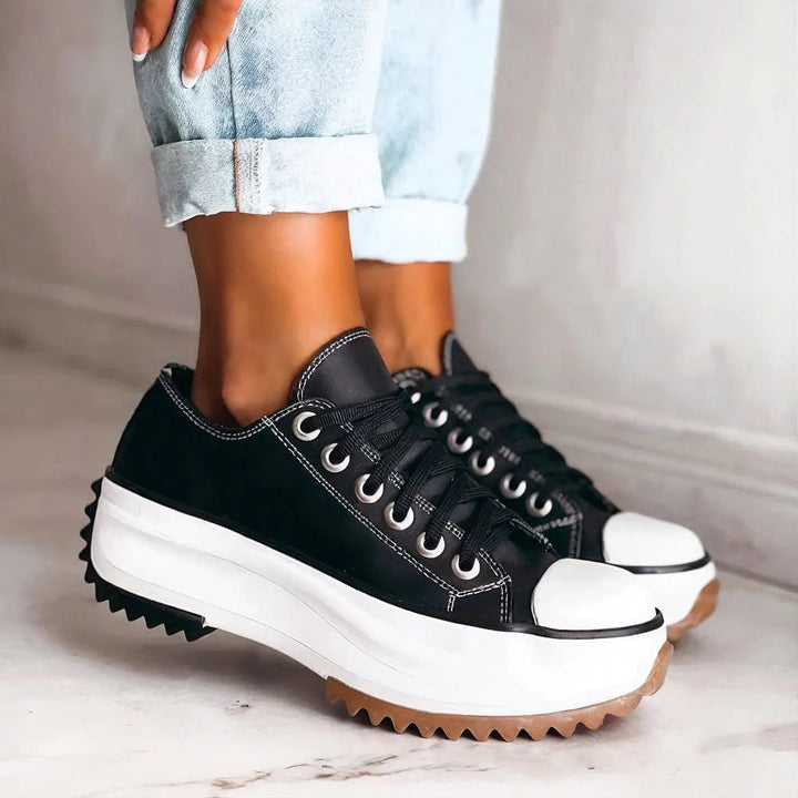 Close-up of women's comfort sneakers, orthopedic insoles, designed for arch support and pain relief