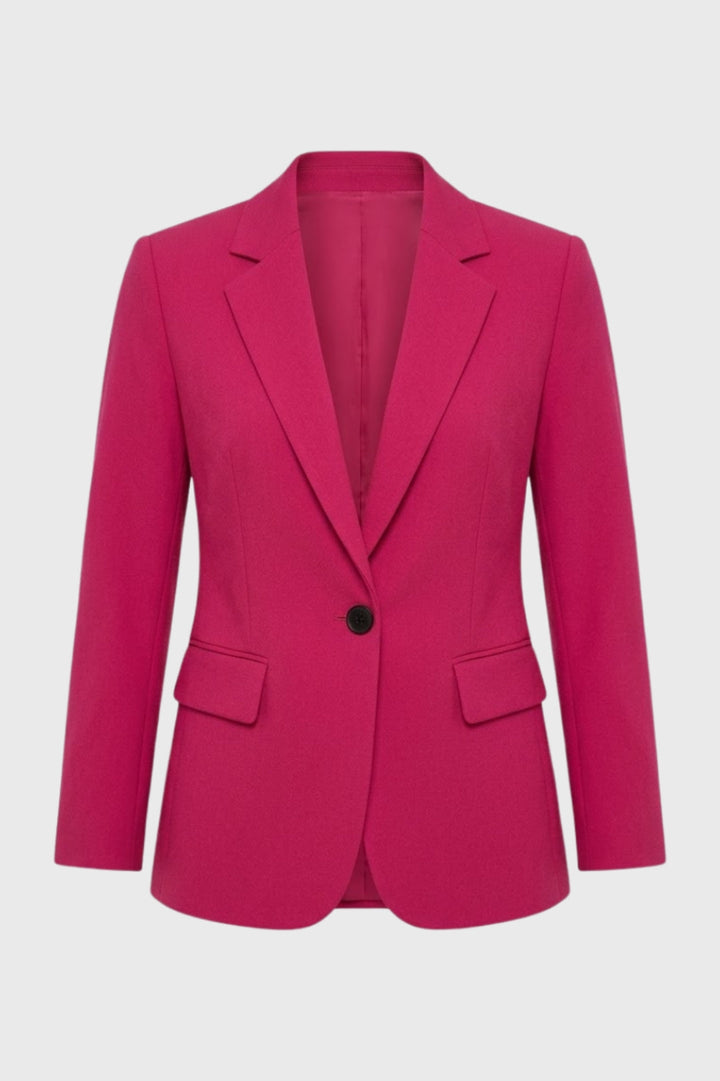 Close-up of elegant women's tailored blazer fabric, showcasing quality and chic professional smart casual style.