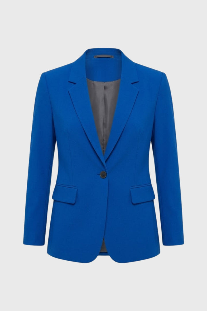 Stylish woman wearing a tailored professional blazer, ideal for smart casual office wear or elegant occasions.