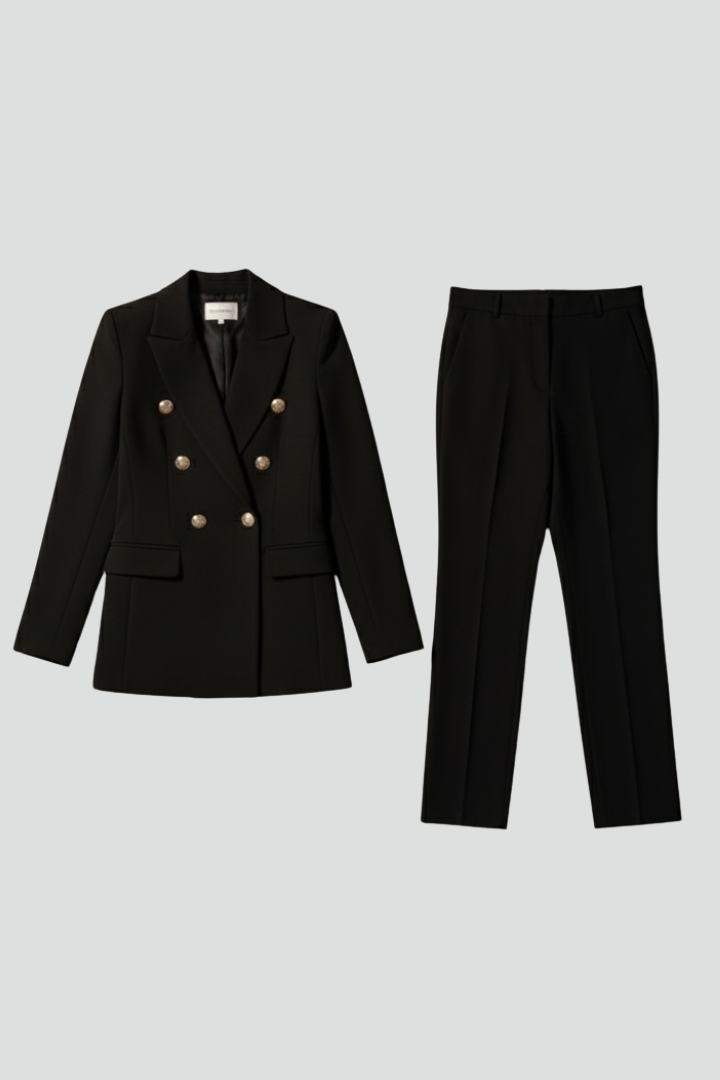 Women's tailored lilac blazer and matching trousers, professional summer suit