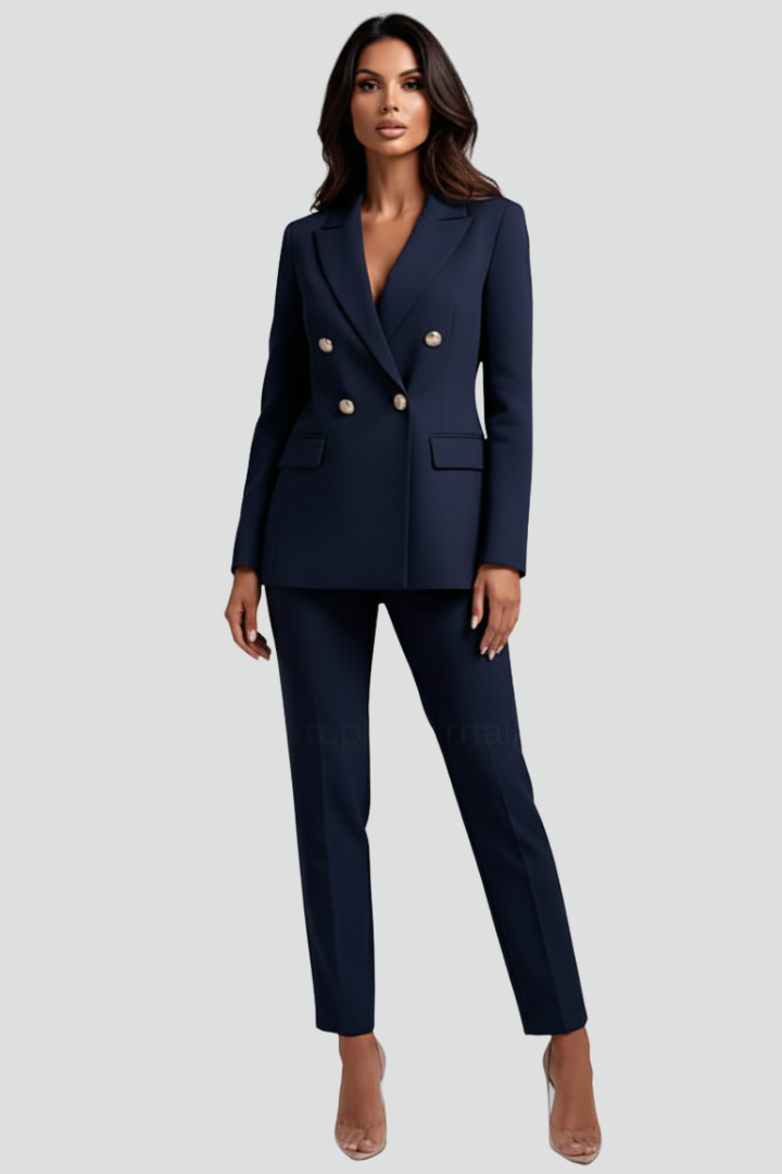 Women's power suit: tailored blazer and classic trousers for a polished look
