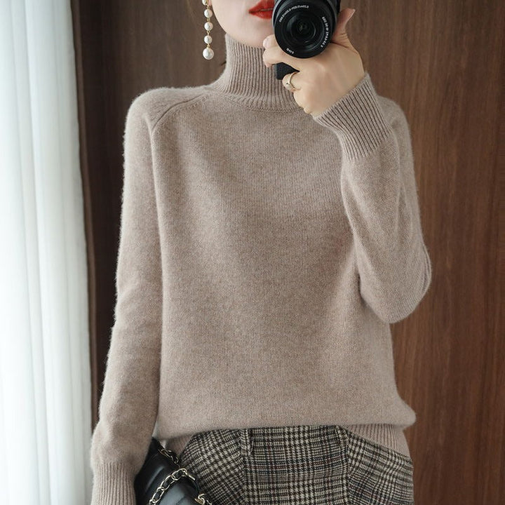 Comfortable women's classic turtleneck top, a versatile long sleeve sweater for effortless elegant style.
