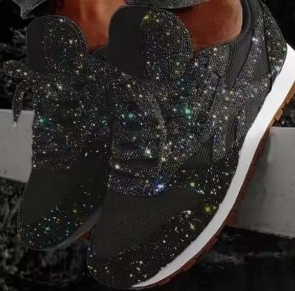 Women's trendy glitter chunky platform trainers, perfect for a height boost & sparkling fashion.