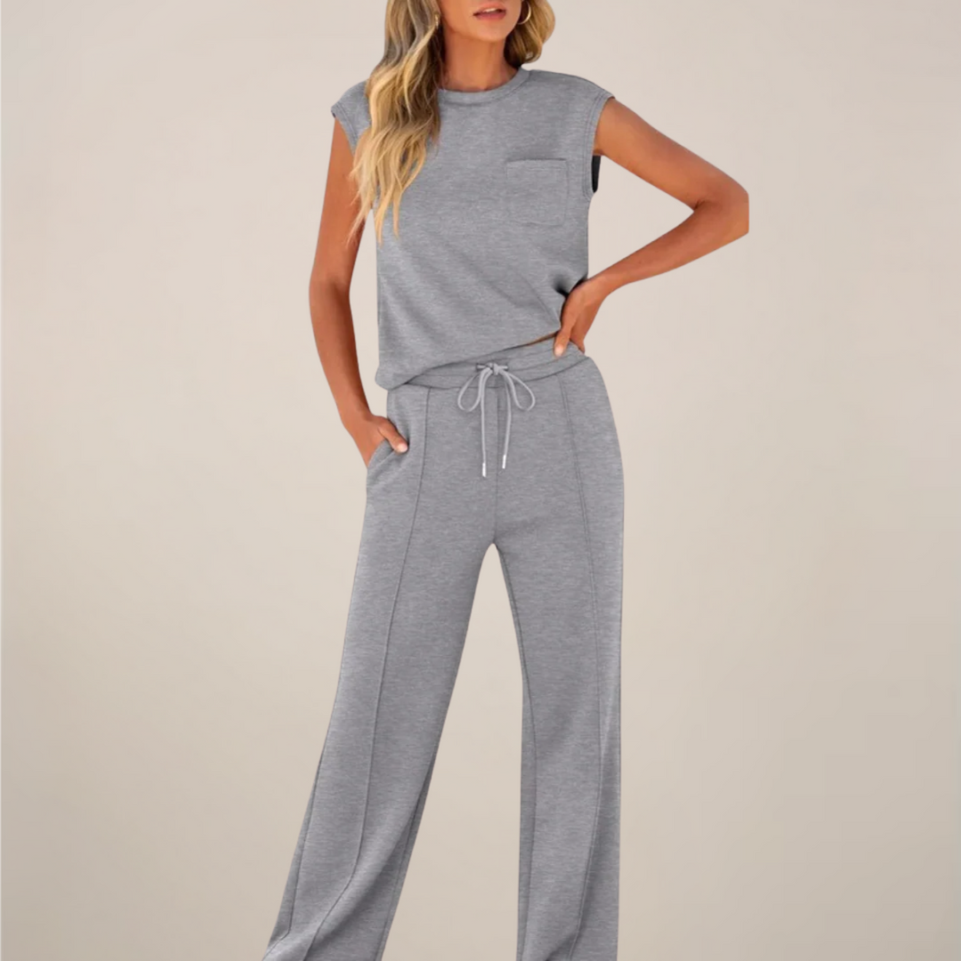 Women's casual wear pants set with a drawstring waistband, designed for a relaxed and comfortable fit.