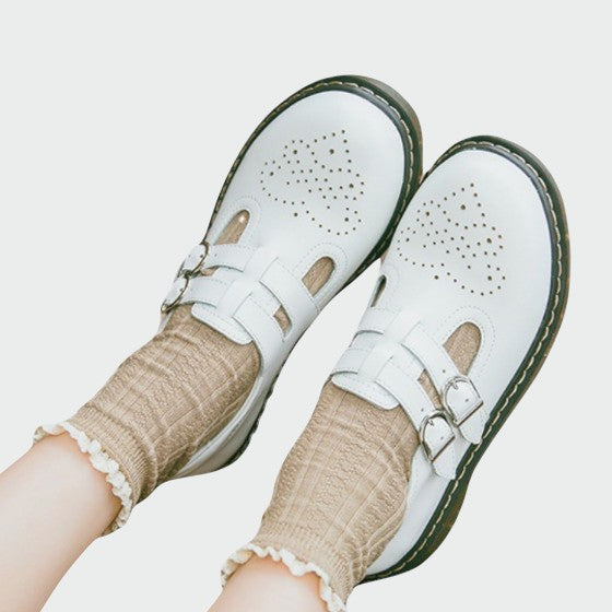 Women's two-tone leather Mary Jane shoes with block heels, elegant and comfortable