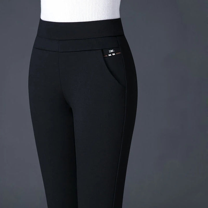 Stylish high-waist stretch pants for women, offering a comfortable and flattering fit for any occasion.