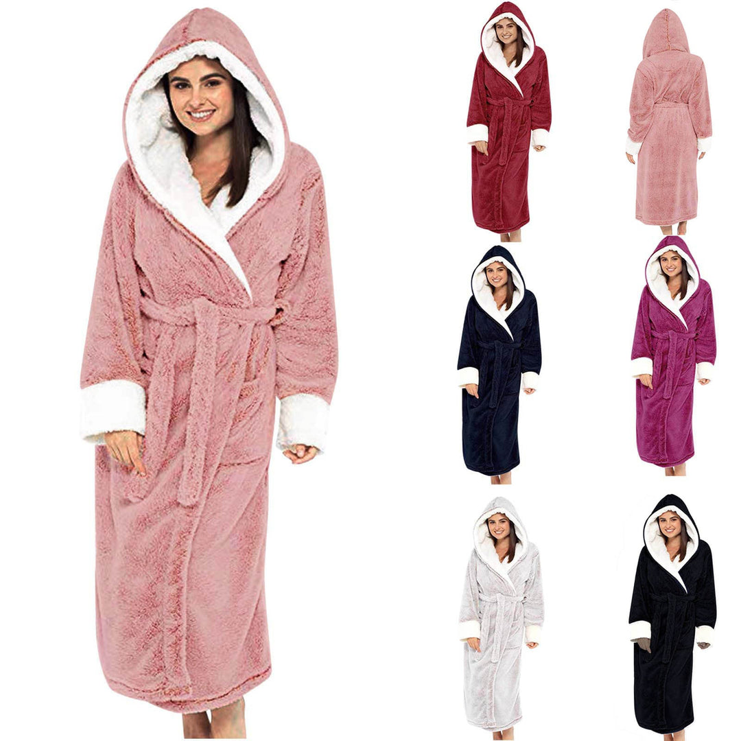 Women's ultra soft hooded fleece robe, perfect for cozy loungewear & comfortable sleepwear.