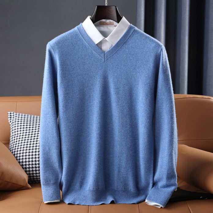Comfortable women's V-neck sweater with soft knit and long sleeves. Stylish everyday wear top.