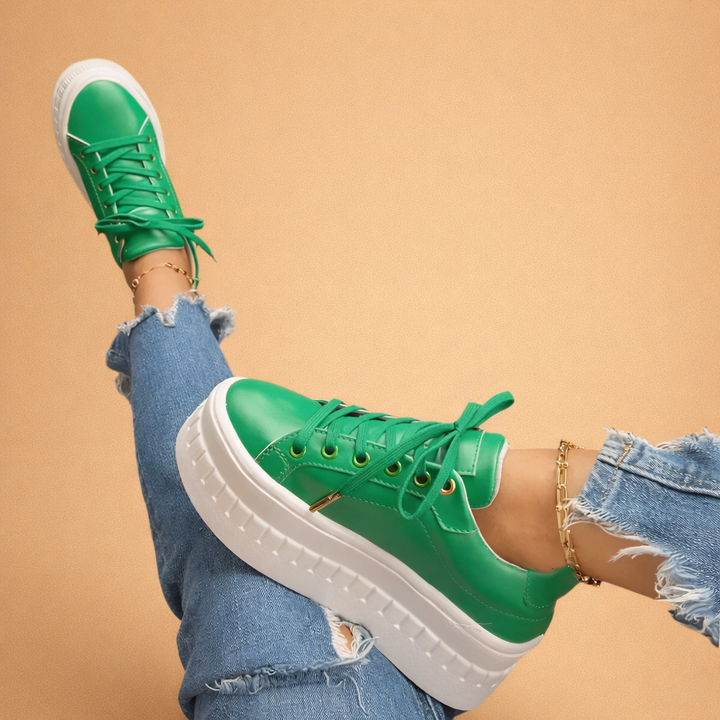 Fashionable women's platform sneakers. These height-increasing shoes combine urban style with ultimate comfort.