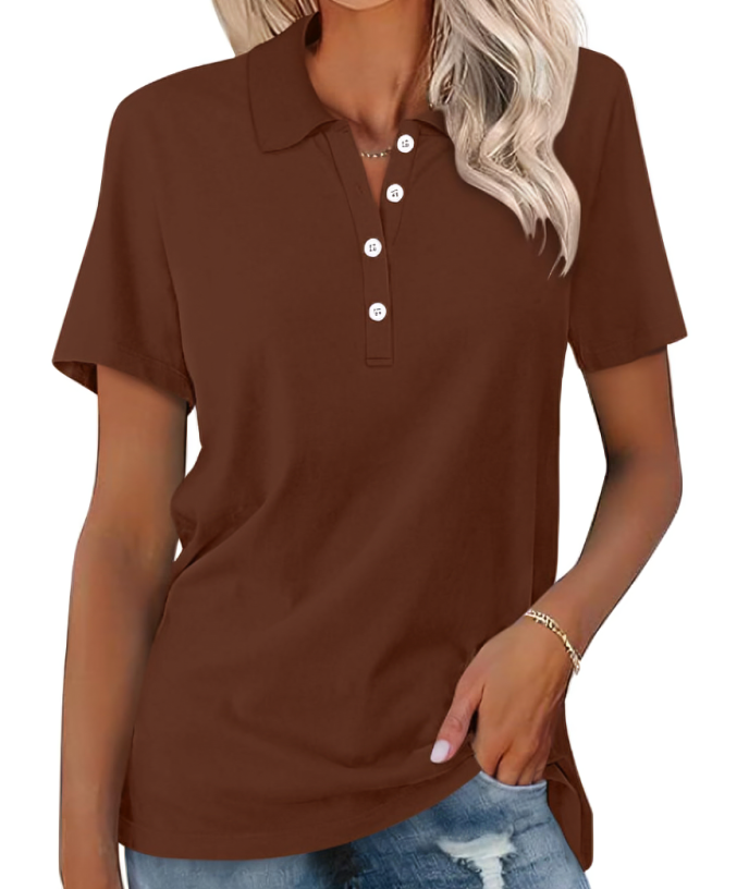 Everyday women's polo shirt, soft and collared, providing comfort and classic style for any occasion.
