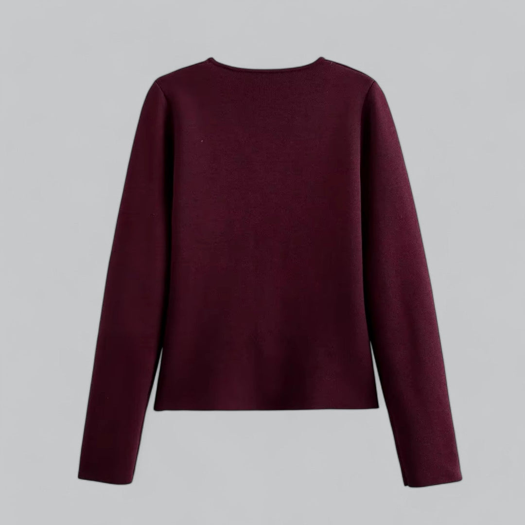 Front view of a women's versatile dark blue button cardigan, a chic and lightweight daytime top