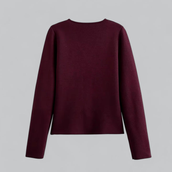 Front view of a women's versatile dark blue button cardigan, a chic and lightweight daytime top