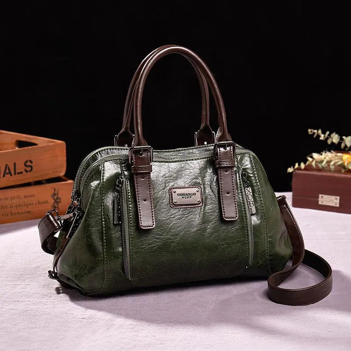 Timeless elegance with a women's vintage vegan leather handbag, versatile elegant purse, ideal daily shoulder bag.