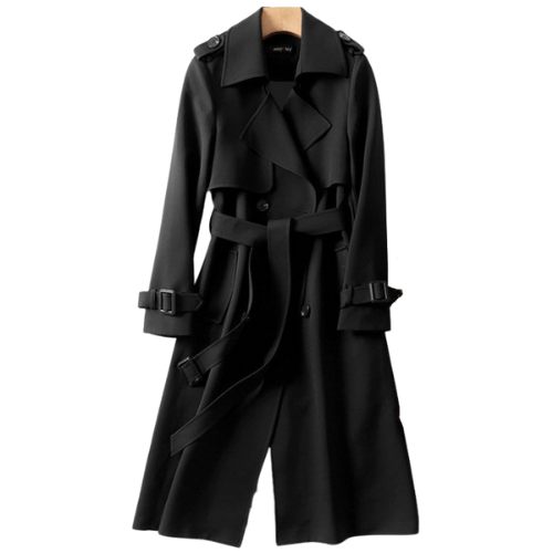 Stylish khaki women's vintage trench coat. Classic fall/spring outerwear offering timeless elegance & modern appeal.