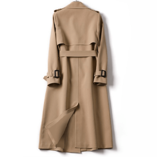 Blue women's vintage trench coat, a stylish classic outerwear piece. Combines timeless elegance with modern fashion.