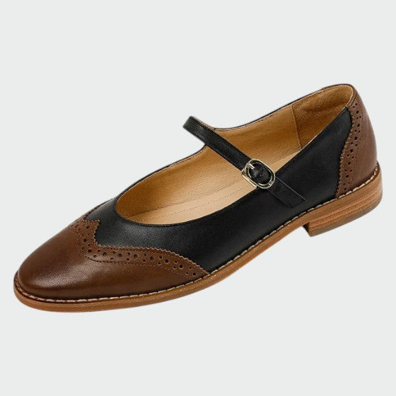 Vintage two-tone Mary Jane shoes, women's classic strap flats, perfect for everyday fashion