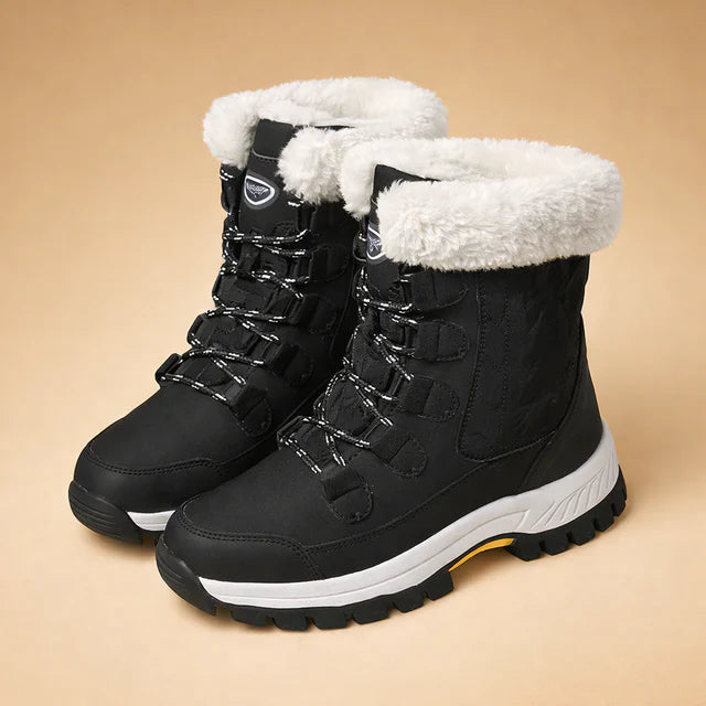 Stylish women's insulated snow boots for winter, offering warmth, comfort & non-slip grip. Ideal for casual outdoor wear.